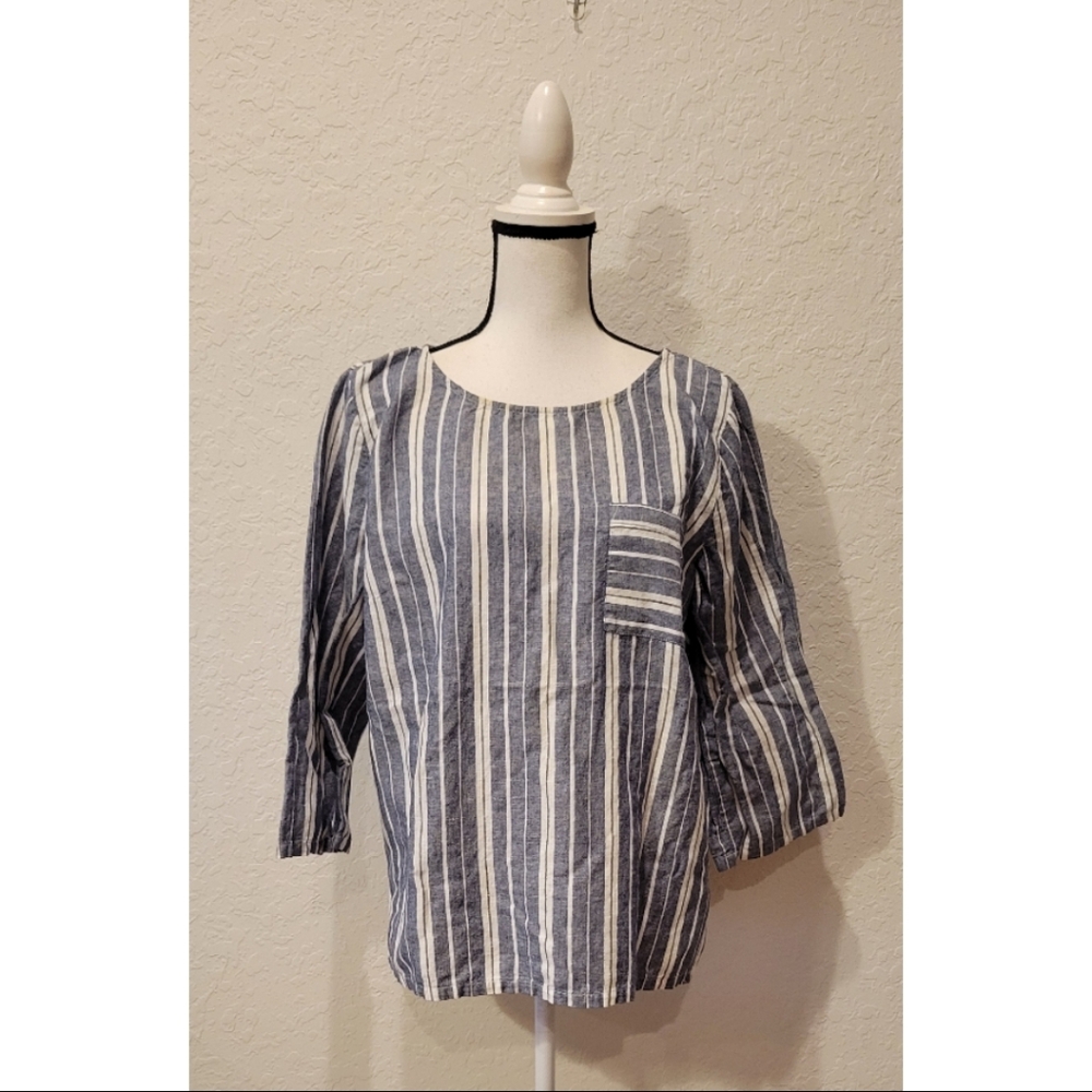 Blue and White Striped Top